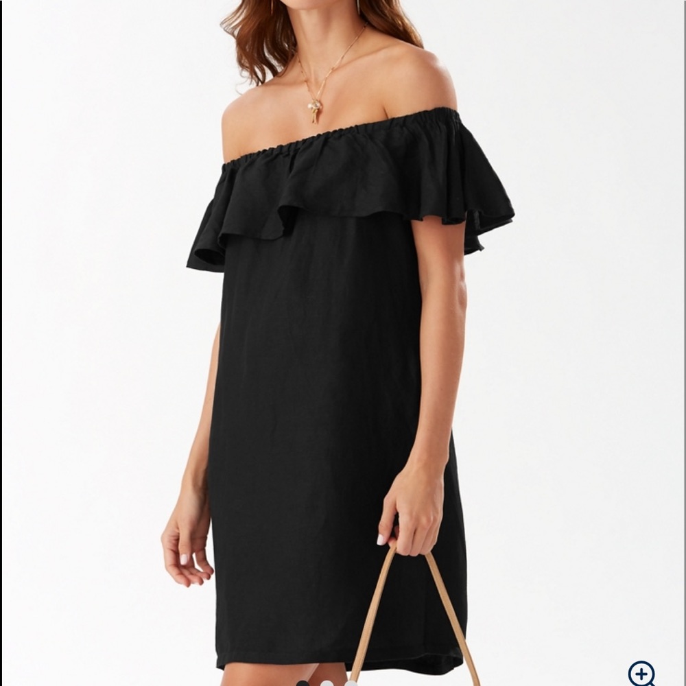 Linen Blend Off The Shoulder Dress